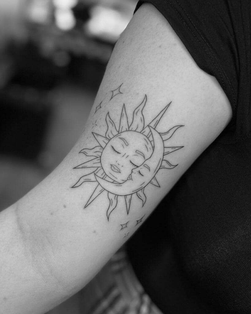 Tiny Sun And Moon Tattoo
