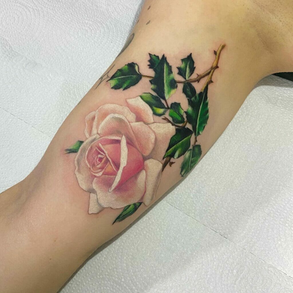Realistic White Rose Sleeve Tattoo On Arm