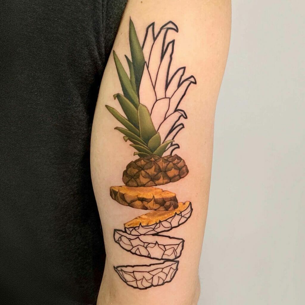 Unique Colorful Pineapple Tattoo