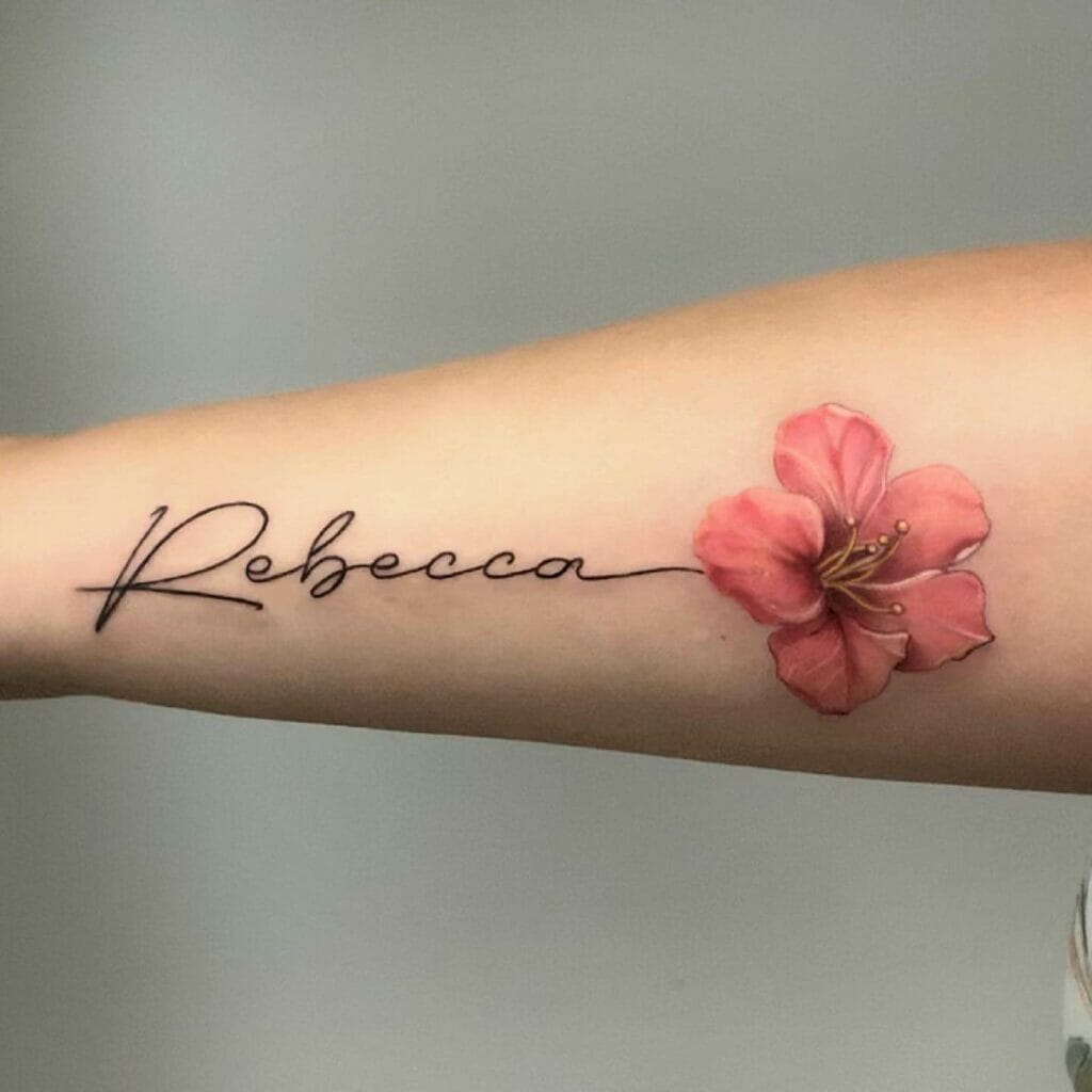 Hibiscus Daughter Name Tattoo