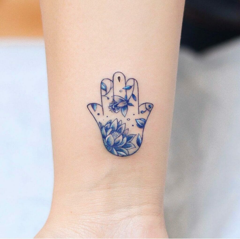 Colorful Small Hamsa Hand Tattoo