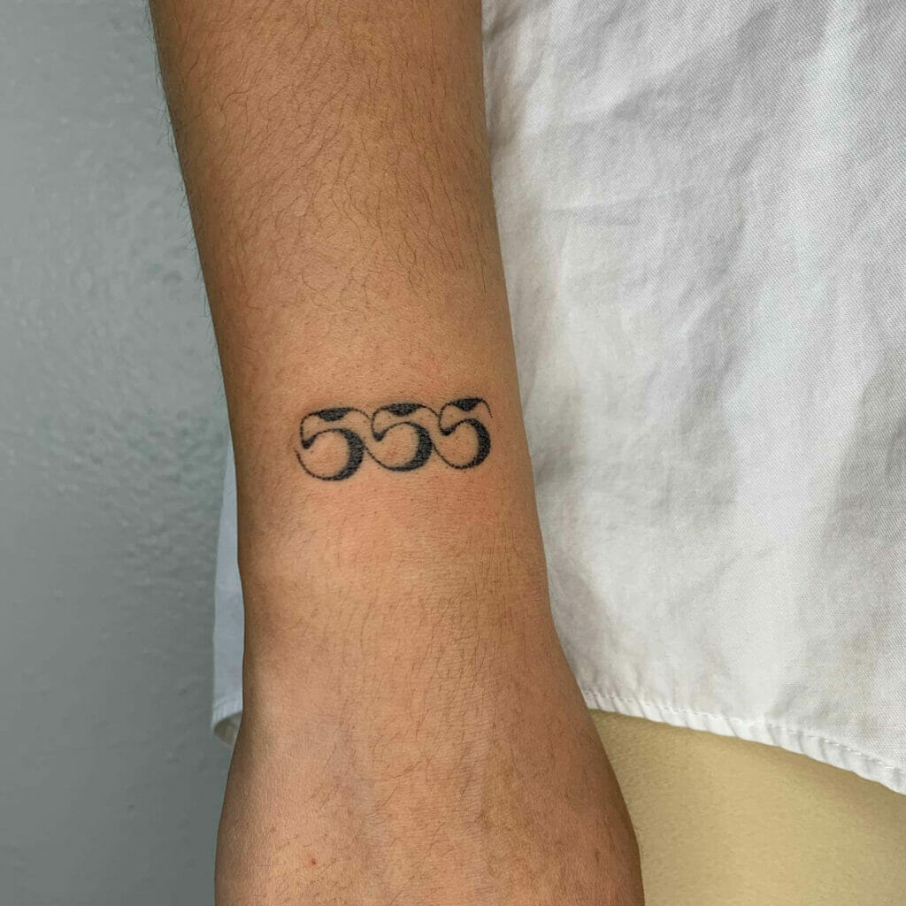 555 Angel Number Tattoo On Hand