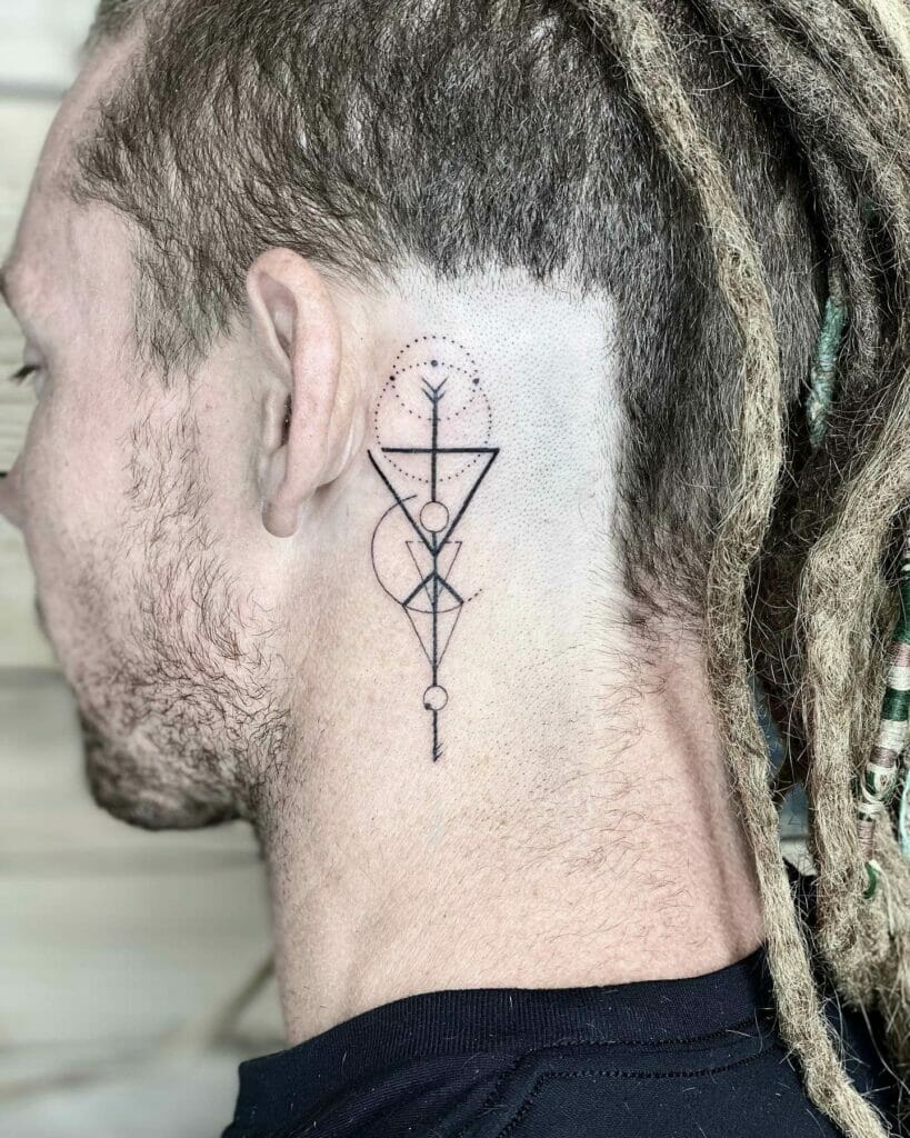 Behind The Ear Geometric Tattoo