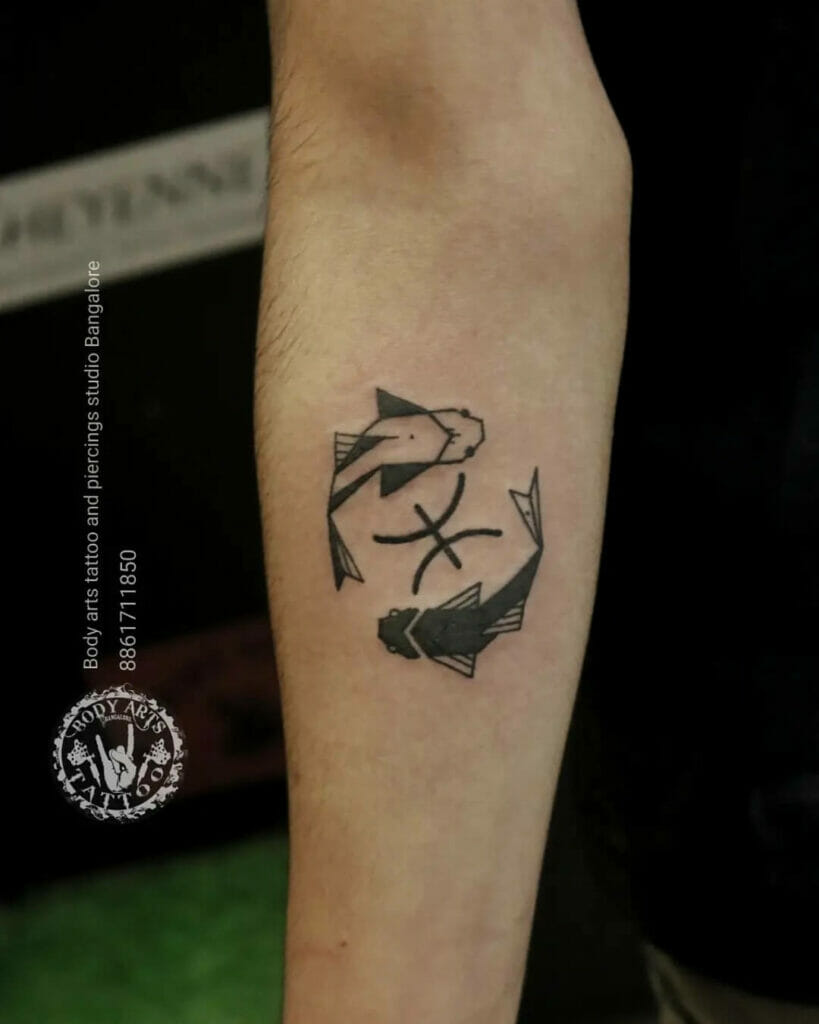 Pisces Zodiac Tattoo On Forearm For Male