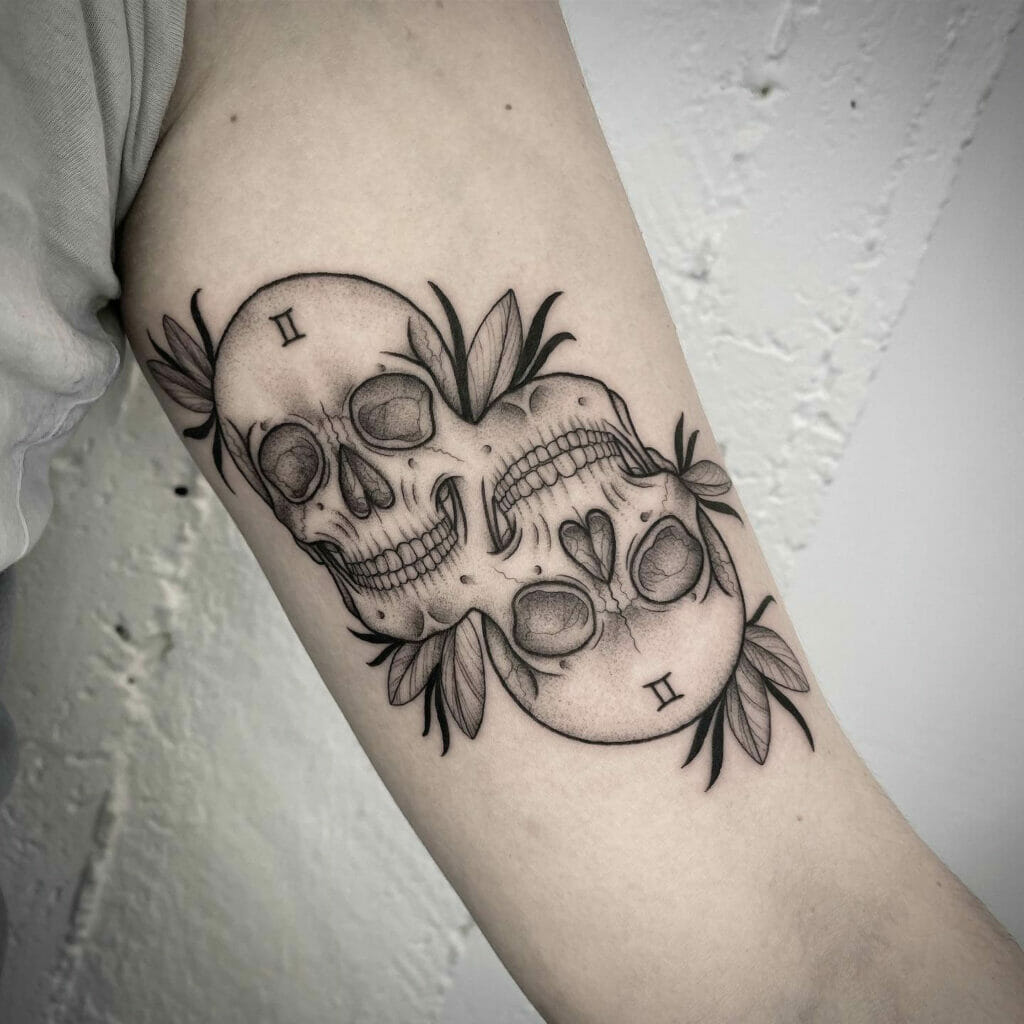 The Cute Flowers And The Skull Tattoo Of New Beginnings