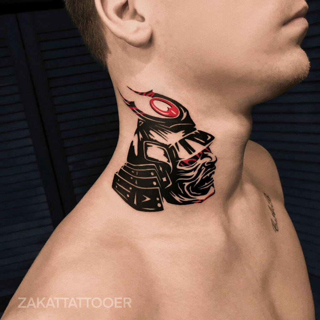 Japanese Small Side Neck Tattoo