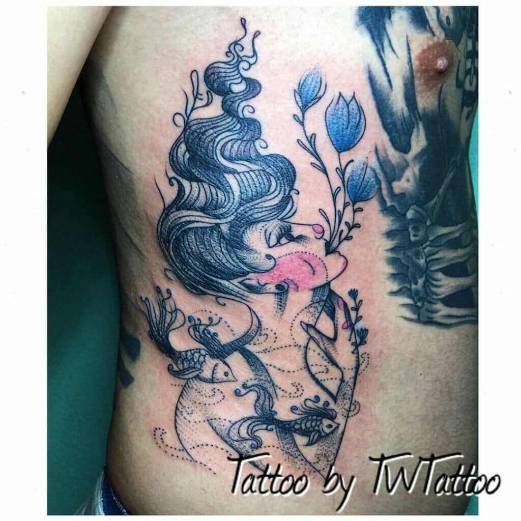 Stunning Line Work Male Pisces Tattoo