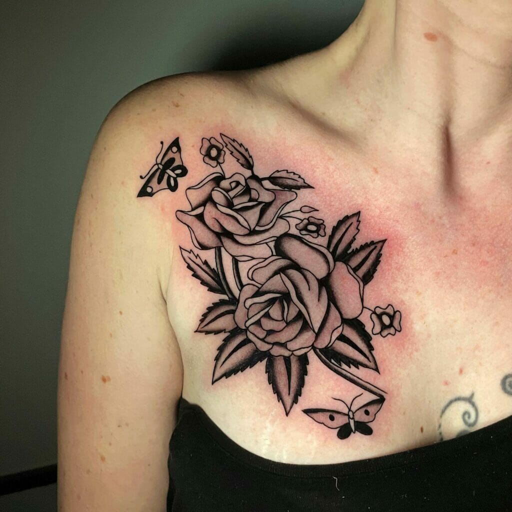 Unique Design Black Rose Tattoo