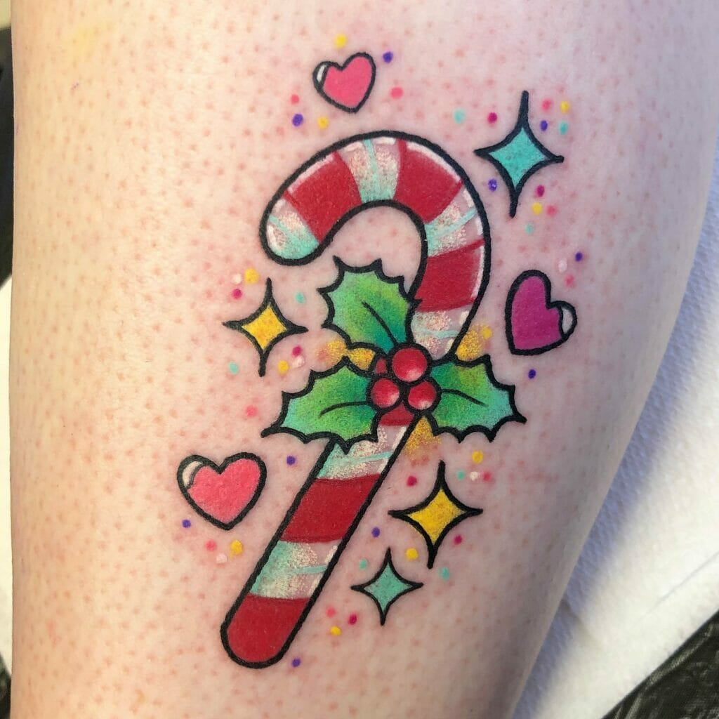 Candy Cane Christmas Tattoo