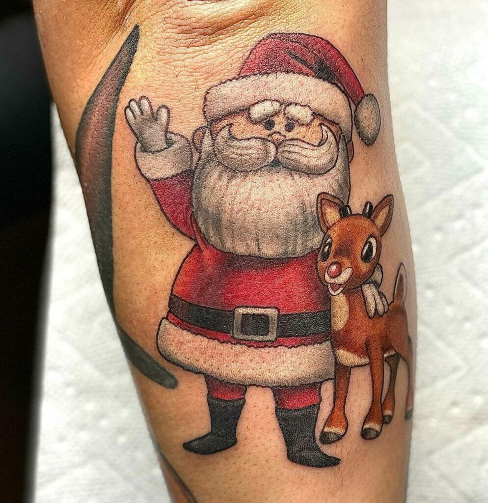 Santa And Rudolf The Red-Nosed Reindeer Tattoo
