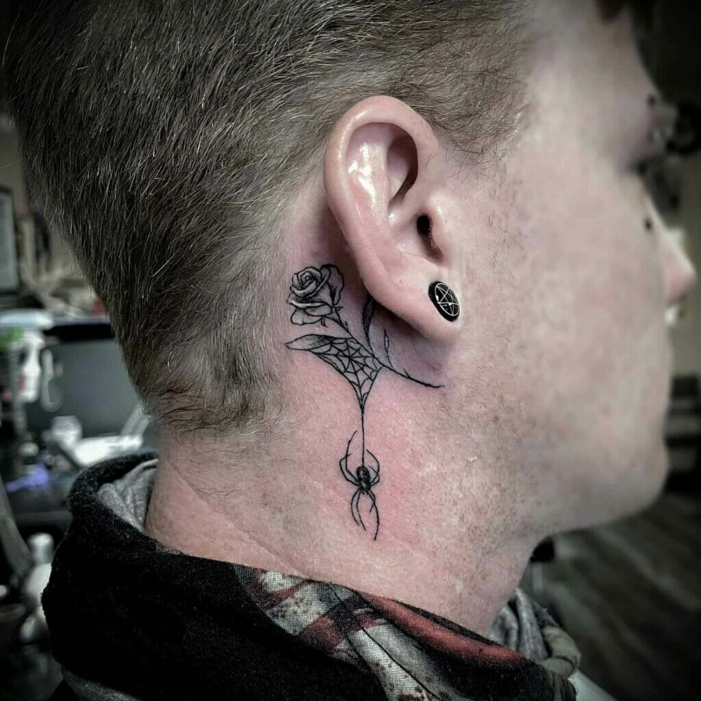 Behind The Ear Rose Tattoo