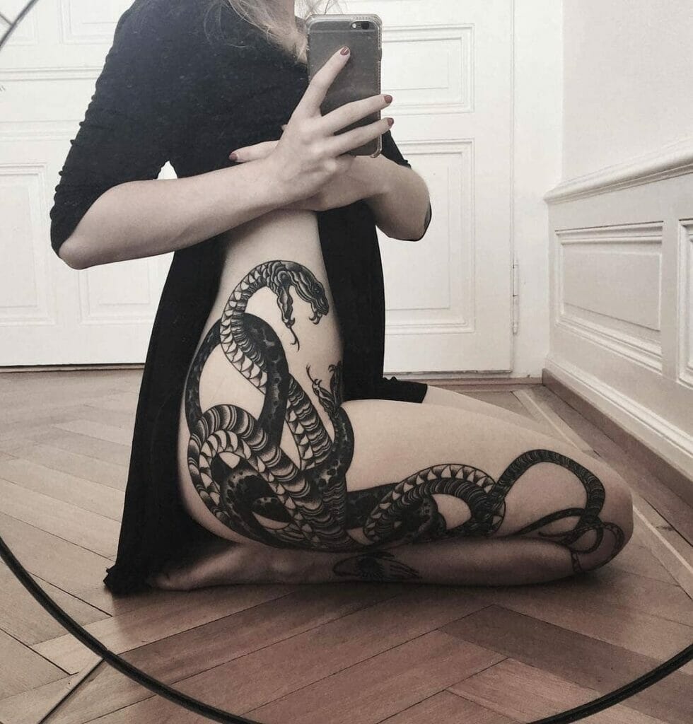 Intertwined Snake Sleeve Tattoo