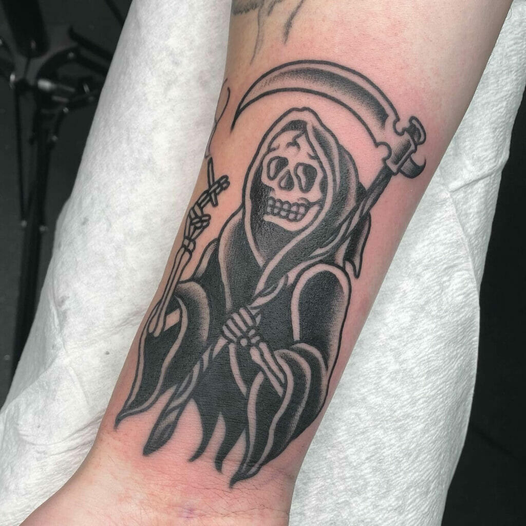 The Skull And The Scythe Tattoo Design
