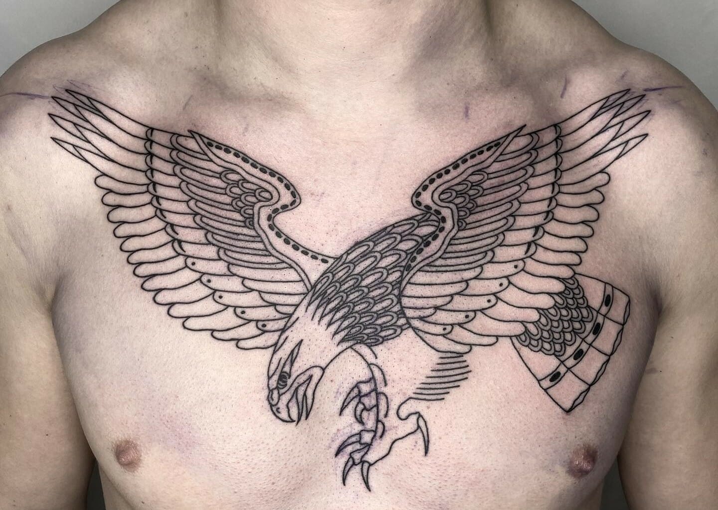 Traditional eagle chest piece tattooing  Traditional chest tattoo Traditional  eagle tattoo Traditional tattoo neck