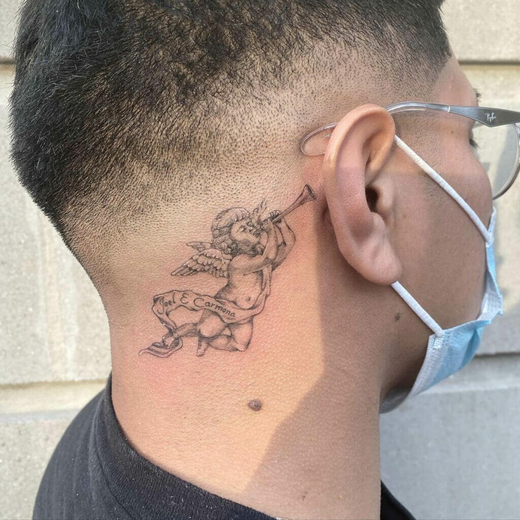 Behind The Ear Angel Tattoo