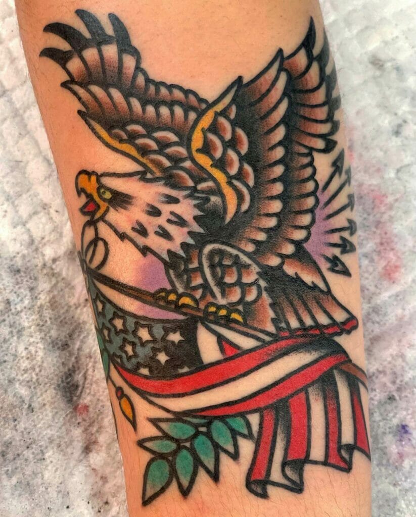 Flag And Eagle Tattoo