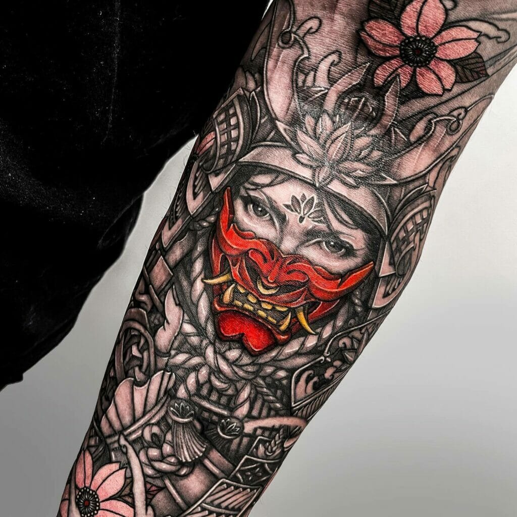 Samurai Oni Mask Tattoo Designs