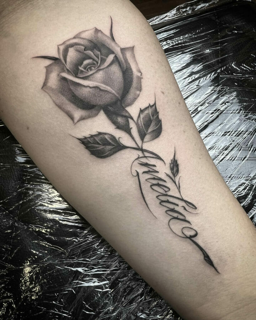 Rose Plant Name Tattoo