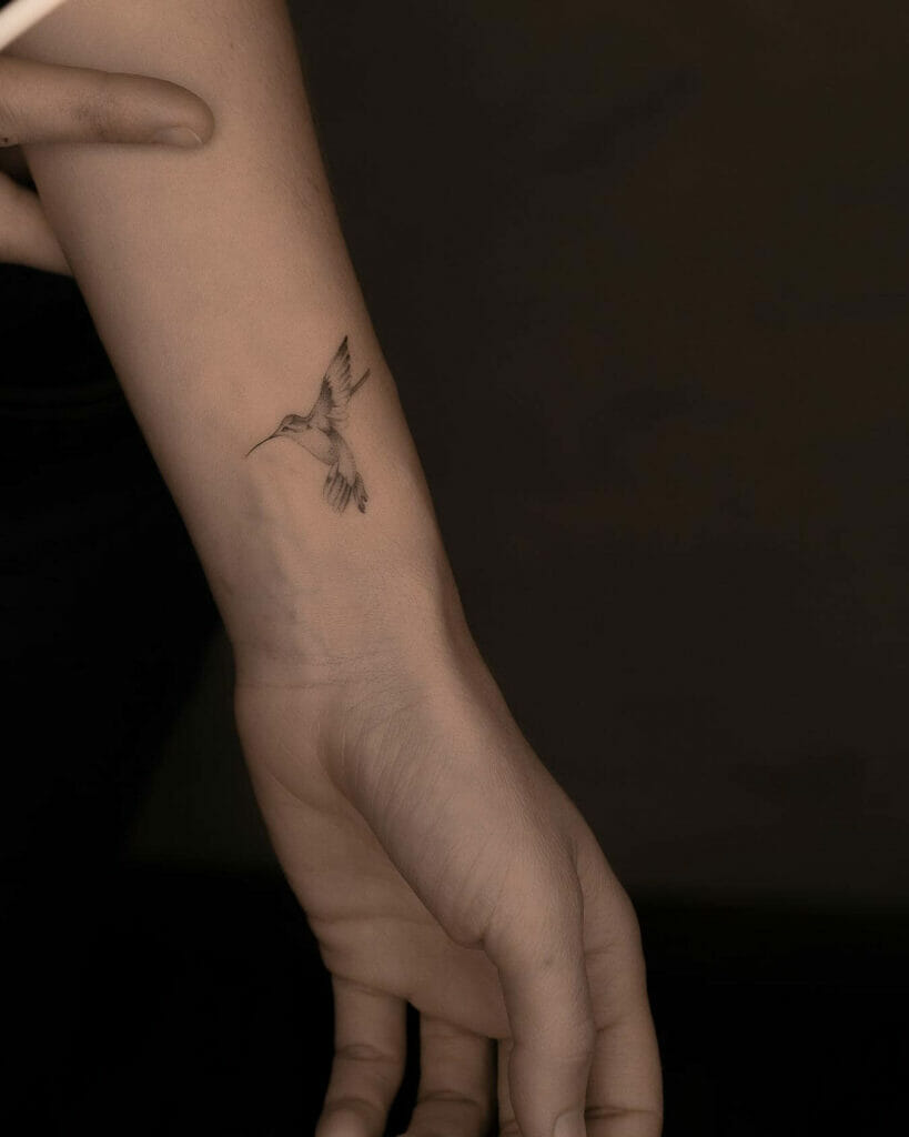 Fantastic Small Hummingbird Tattoo for Men