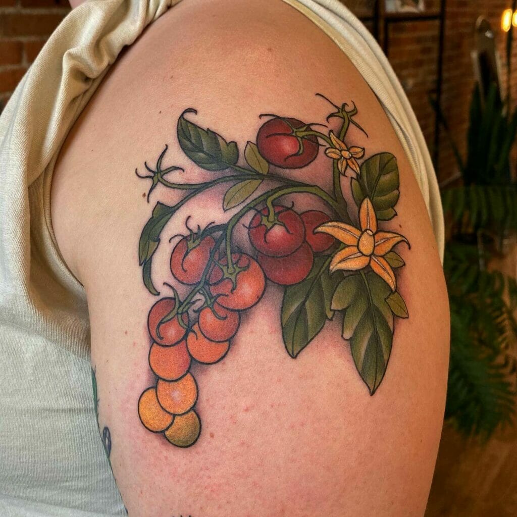 Tomato With Flower Tattoo