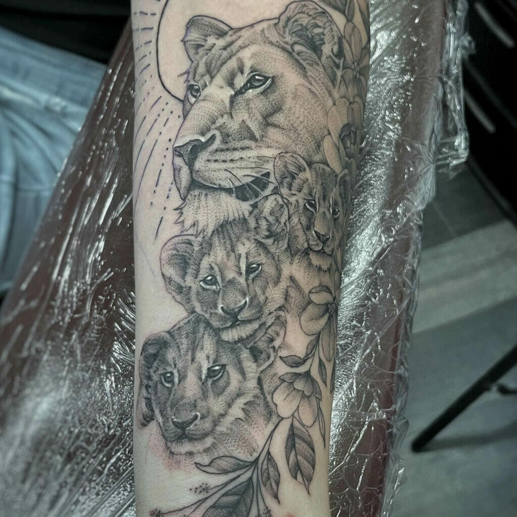 Lioness And Cub Tattoo
