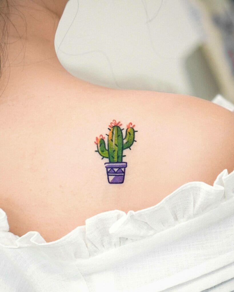 Minimalist Cactus Tattoo