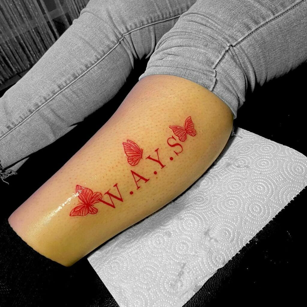Beautiful W.A.Y.S Tattoo On Leg