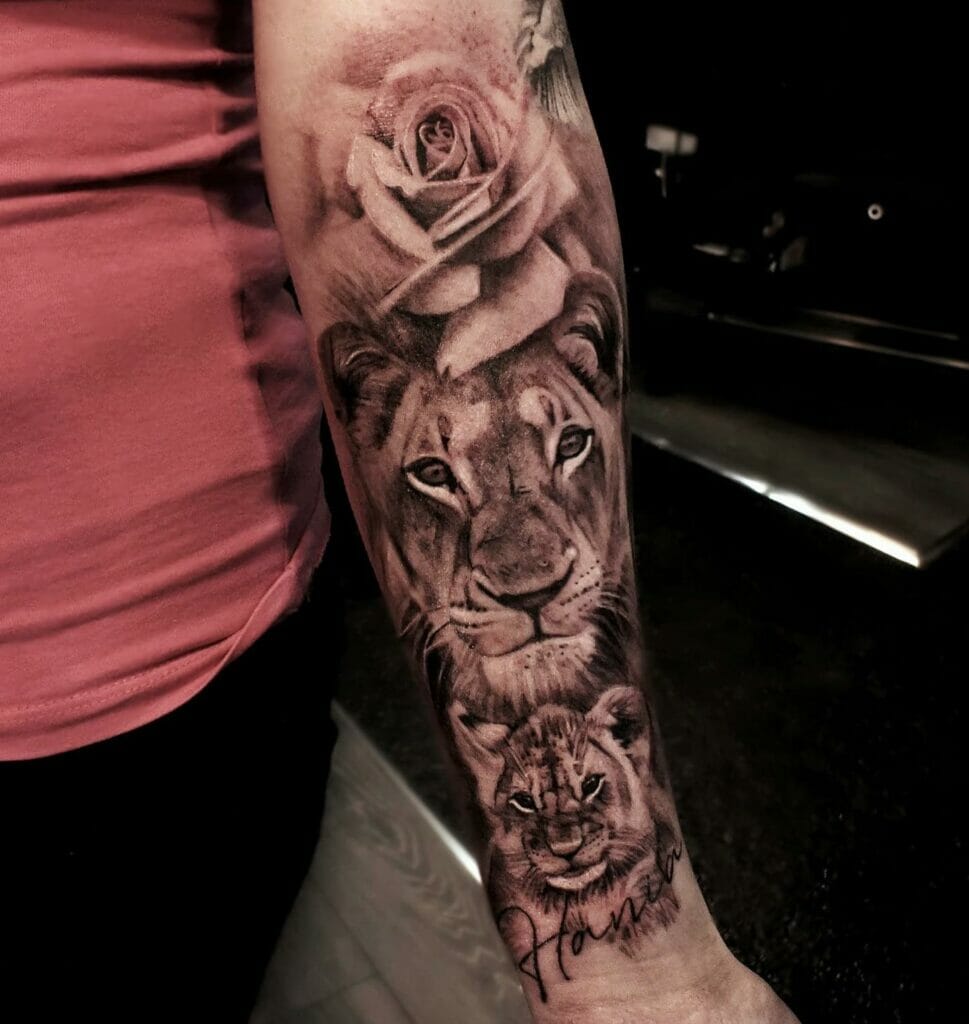 Queen Lioness And Cub Tattoo