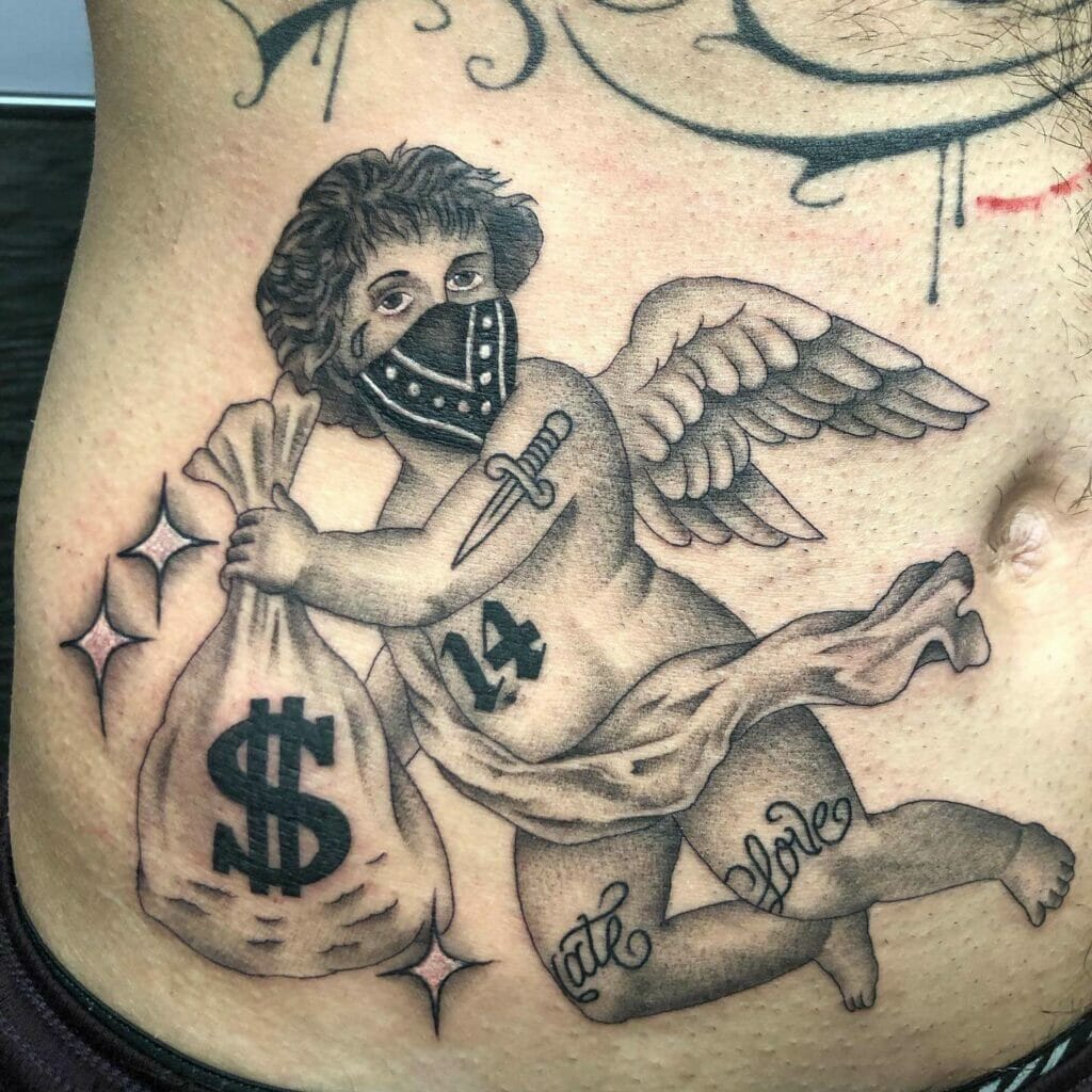 Money Inspired Chubby Angel Tattoo