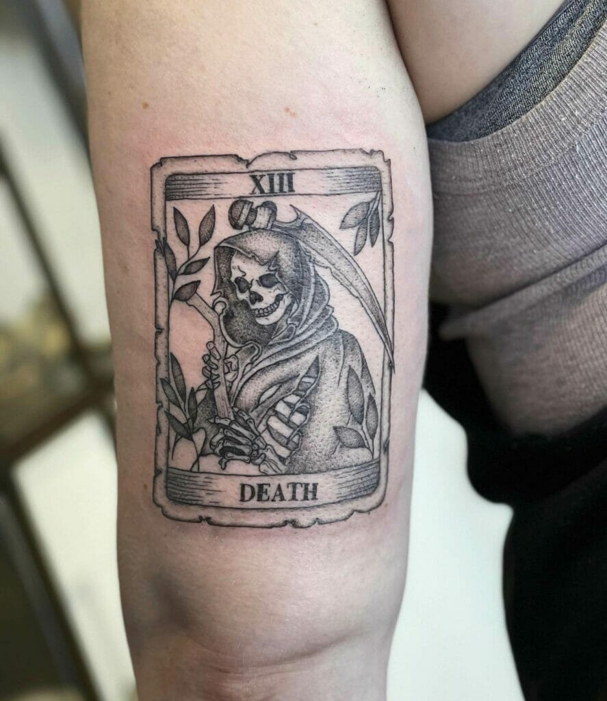 Nature Based Stunning Death Tarot Card Tattoo Design