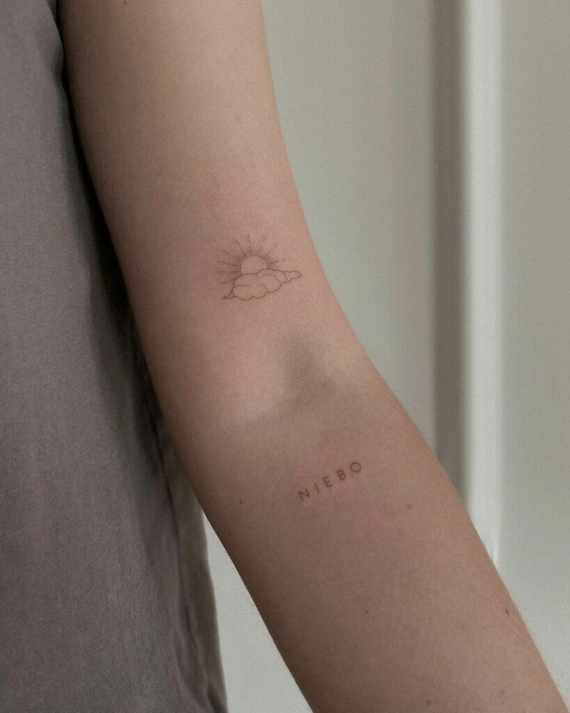 Minimalist Sun and Cloud Tattoo Design Ideas