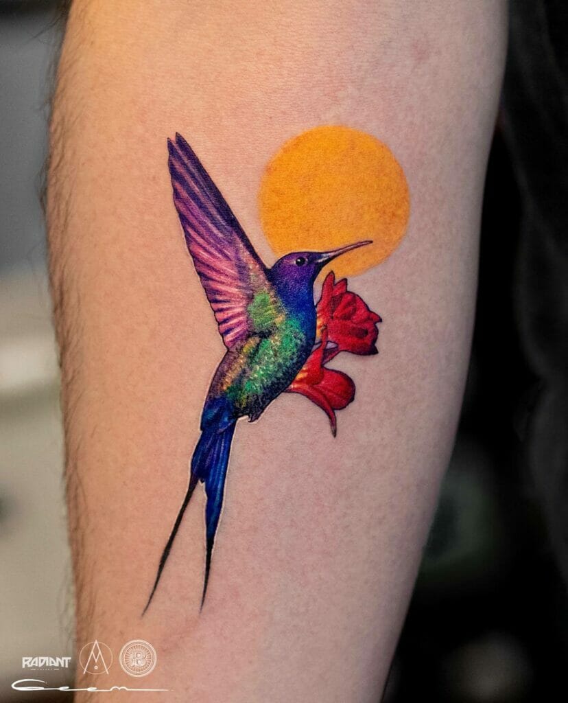 Fantastic Hummingbird Tattoo Design for Men