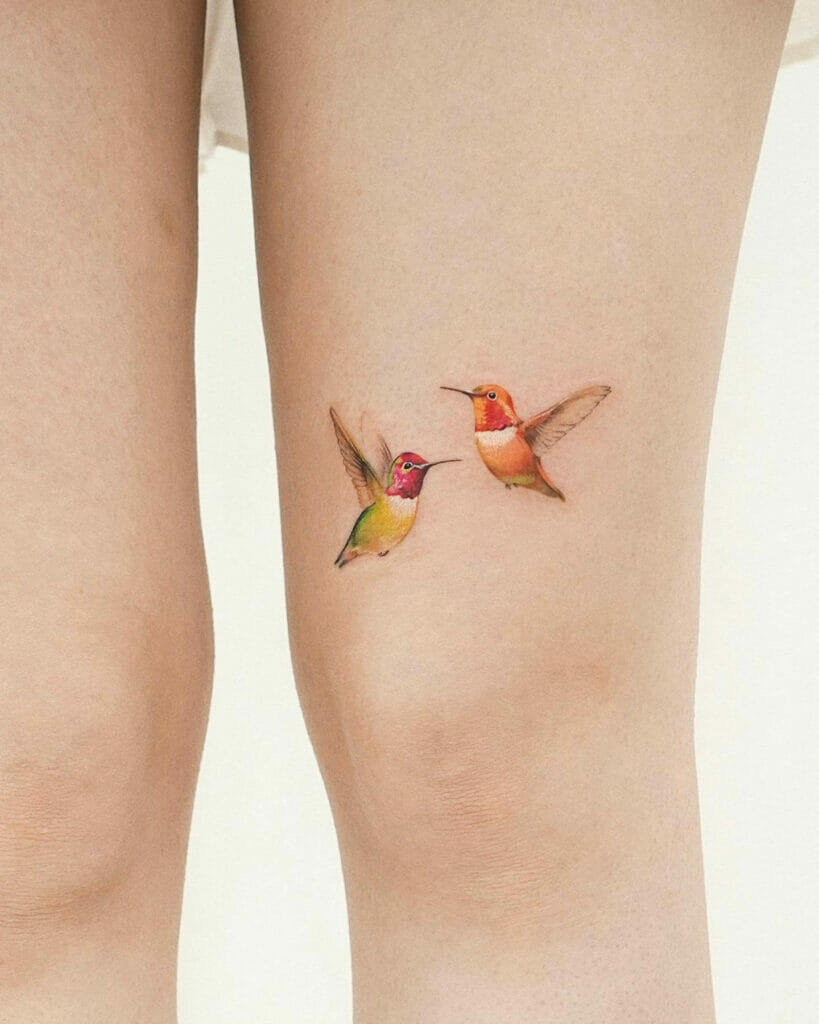 Double Colorful Hummingbird Tattoos