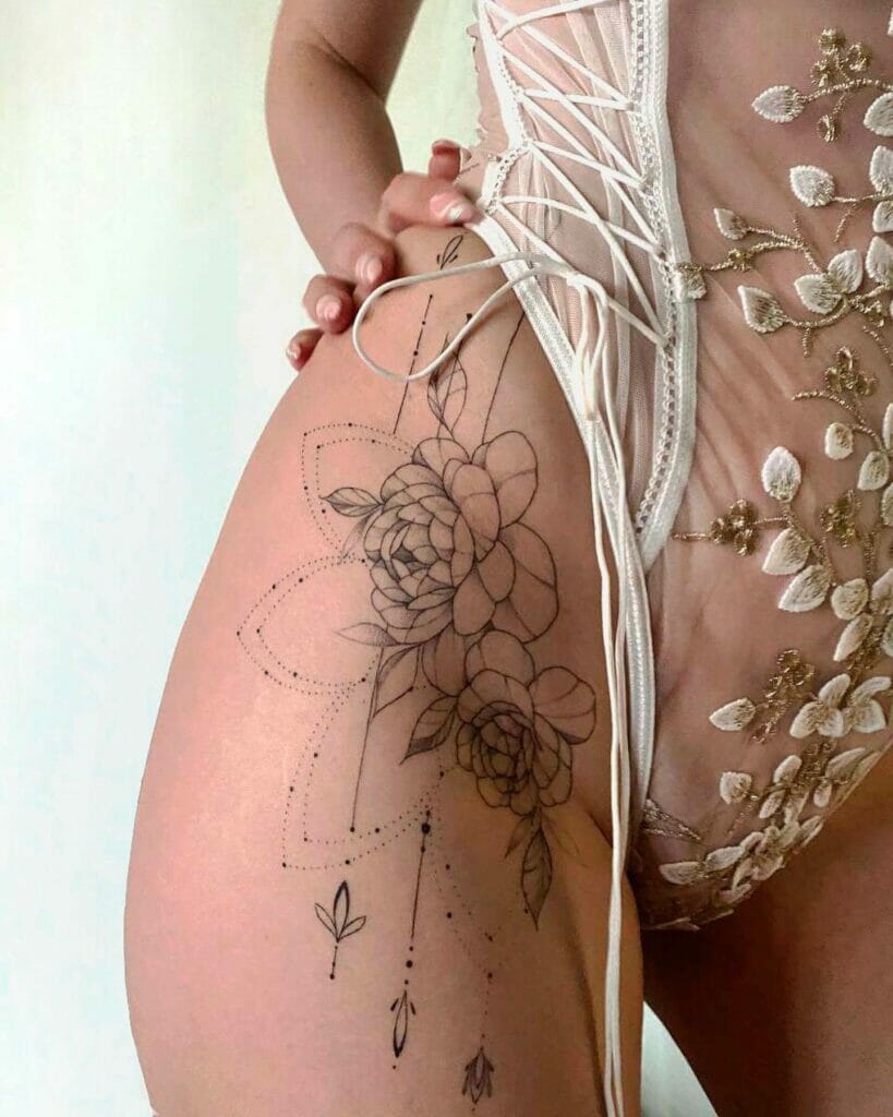 The Geometric Mandala Floral Hip Tattoos