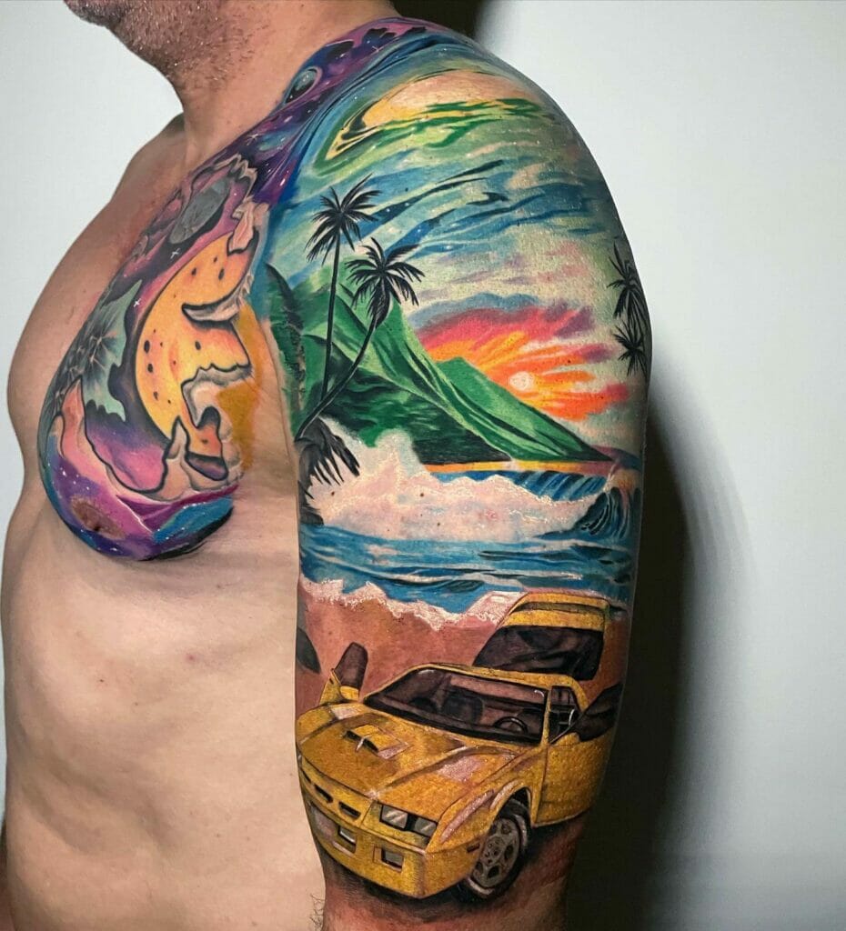 The Landscapes And The Beaches Tattoo Sleeve
