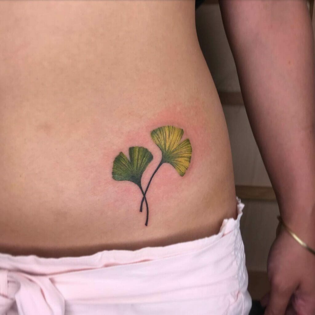 3D Ginkgo Leaf Tattoo Design