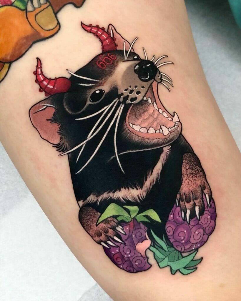 The Tasmanian Devil Tattoo With Horns