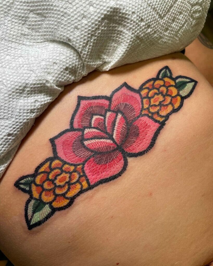 Embroidery Flower Tattoo