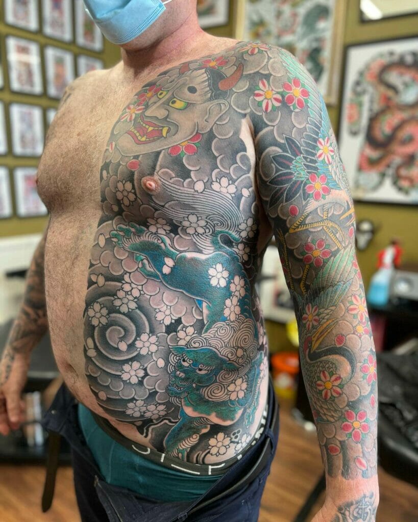 Half Japanese Bodysuit Tattoo Designs