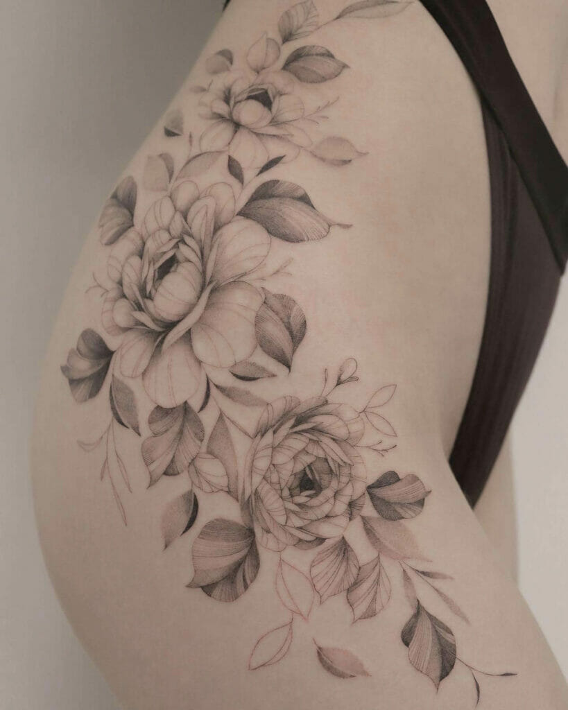The Intricate Buttercup X Peony Flower Tattoo