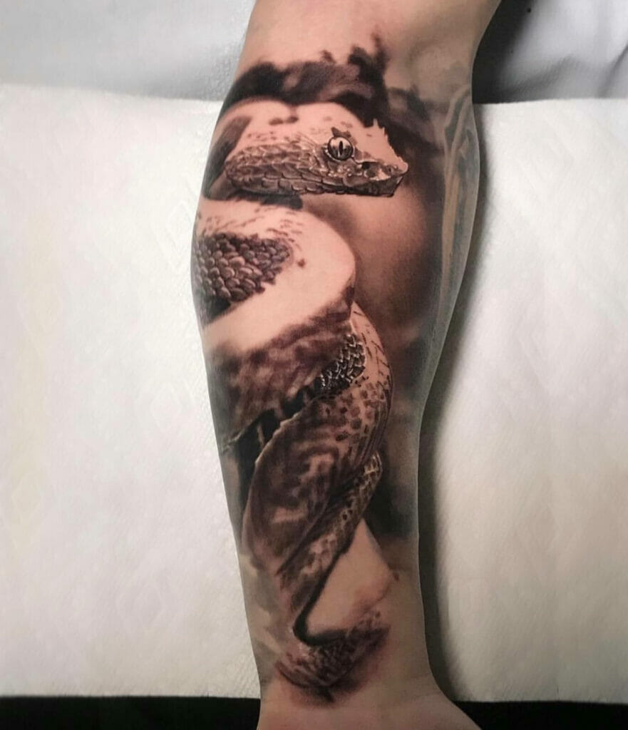 Realistic Snake Tattoo For A Half Sleeve Tattoo