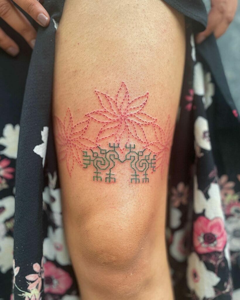 Flower Embroidery Stitch Tattoo