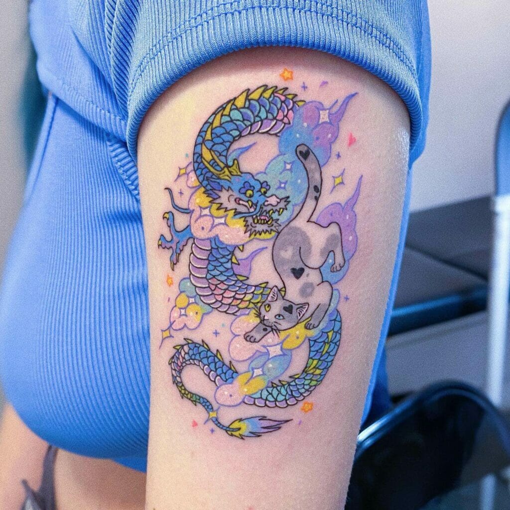 Adorable Rising Dragon Tattoo Design