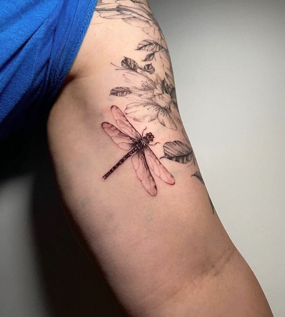 Botanic Dragonfly Tattoo
