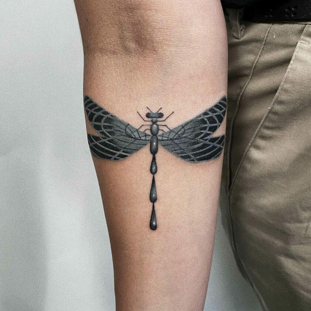 Geometric Dragonfly Tattoo