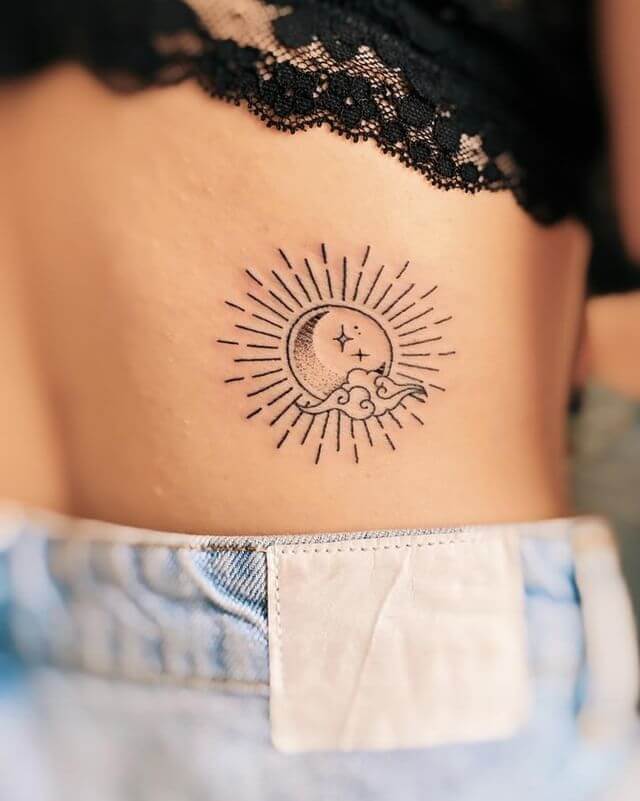 Beautiful Sun and Moon Tattoo Minimalist
