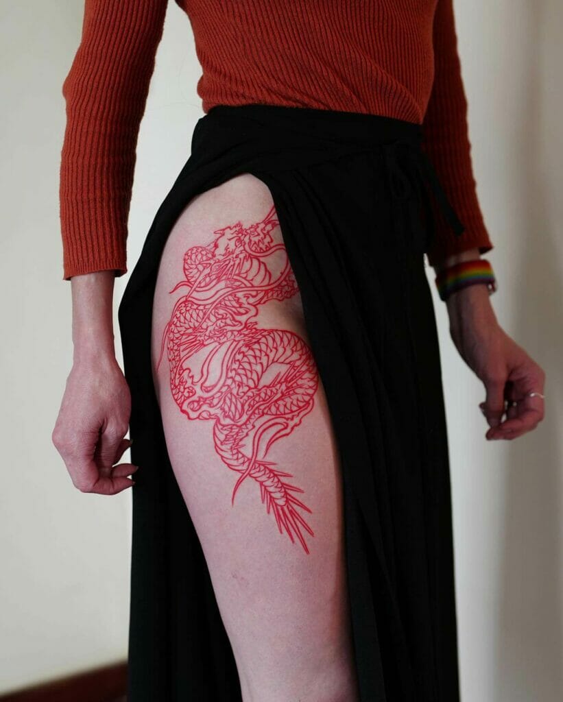 Big Red Rising Dragon tattoo