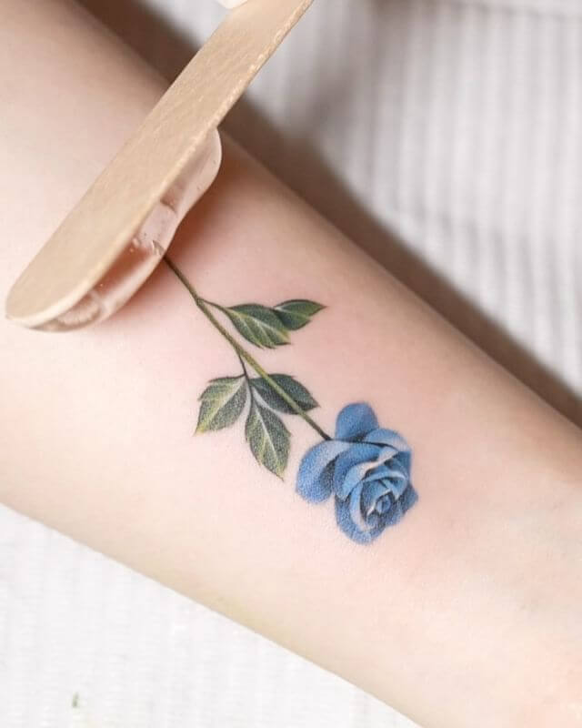 Blue Rose Wrist Tattoos