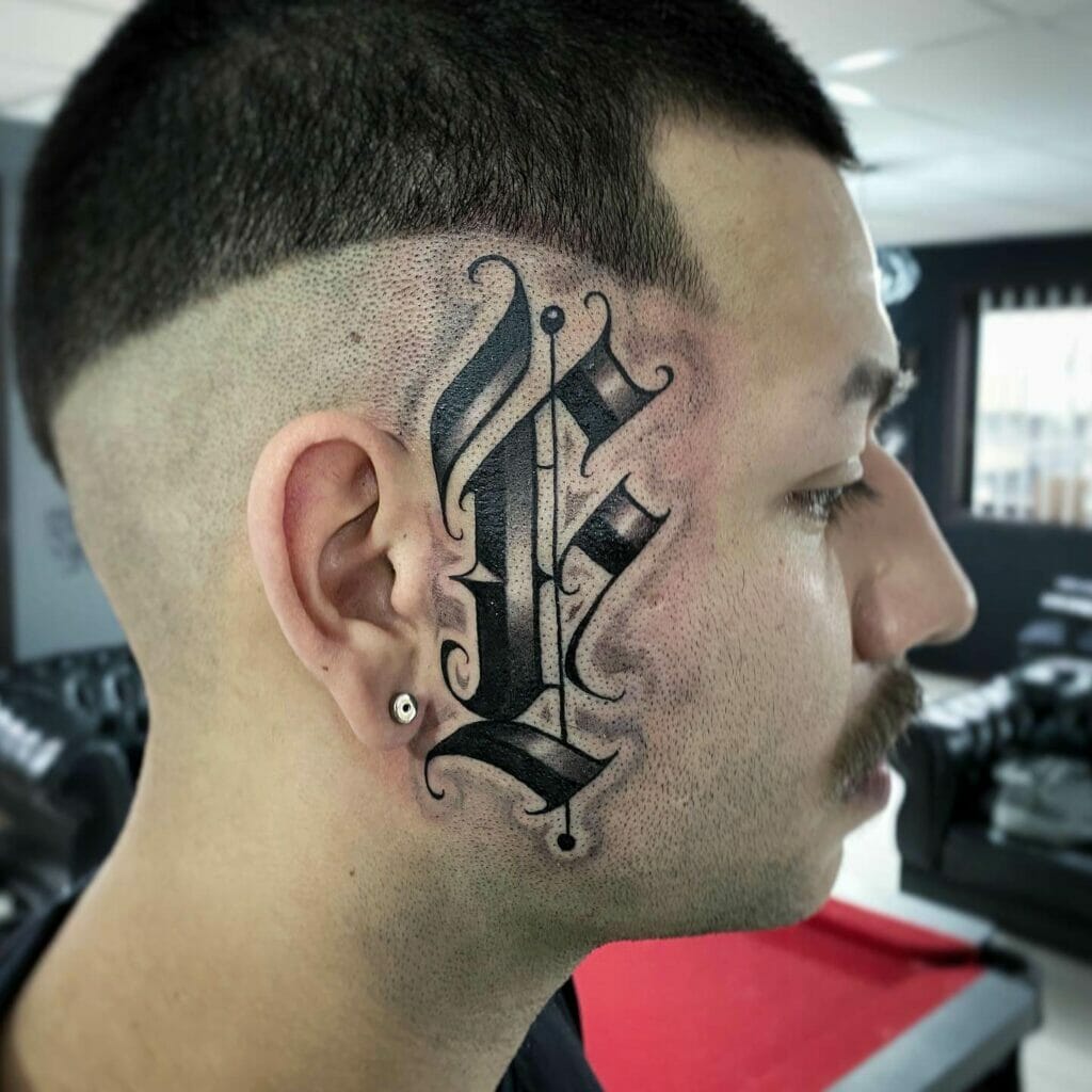 Block Letter Face Tattoo Design
