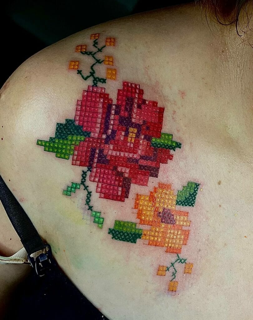 Beautiful Flower Embroidery Tattoo